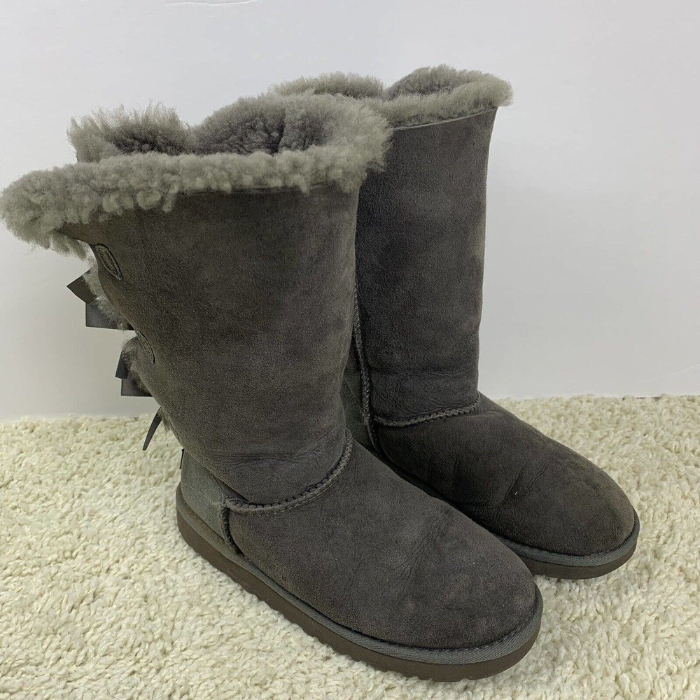 UGG Australia Women Boot Bailey Bow II Tall 1007308 Oiled Chestnut Size 4